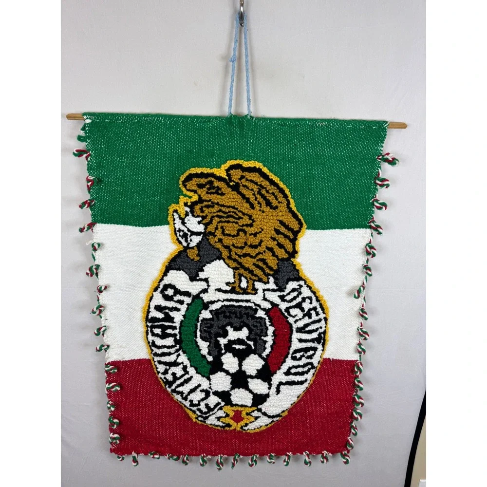 Mexico National Soccer Team Woven Wall Hanging Federation Crest Flag Decor 30X40
